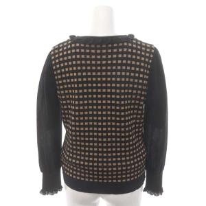 M'S GRACY ギンガムチェック アンサンブル ニット カーディガン 長袖 五分袖 フリル 40 黒 ブラック モカ