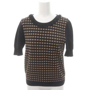 M'S GRACY ギンガムチェック アンサンブル ニット カーディガン 長袖 五分袖 フリル 40 黒 ブラック モカ