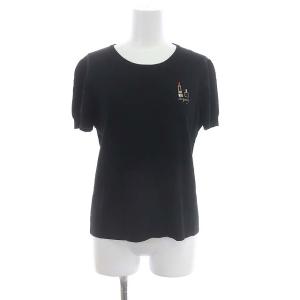 M'S GRACY コスメ刺繍ニットアンサンブル カーディガン 長袖 カットソー 半袖 40 黒 ブラック