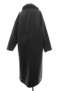 Ameri VINTAGE エコファー リバーシブル ロングコート アウター フェイクレザー ロング 衿付き 黒 ブラック