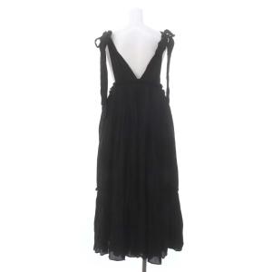 kei shirahata ギャザーロングワンピース ジャンスカ フリル リボン 0 黒 ブラック