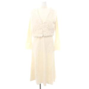 23AW ファージレセットニットワンピース ロング ハイネック 長袖 F 白 ホワイト