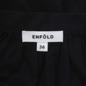 ENFOLD SOMELOS Aラインチュニックシャツ ブラウス 長袖 バンドカラー 36 黒 ブラック