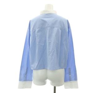 EVERYDAY I LIKE 23SS Cropped BD シャツ ボタンダウン クレリック ストライプ 長袖 青 白 ブルー ホワイト