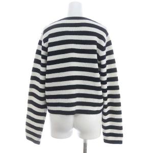 IENA 23AW 金ボタンニットカーディガン 長袖 ボーダー ウール F 白 紺 ホワイト ネイビー
