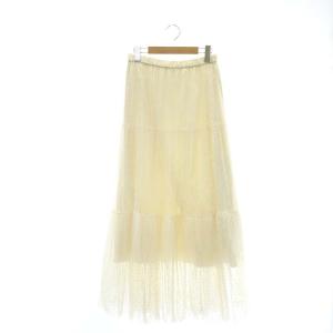 23AW ドットチュールプリーツスカート ロング 38 白 生成 ホワイト エクリュ