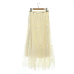 IENA 23AW ドットチュールプリーツスカート ロング 38 白 生成 ホワイト エクリュ