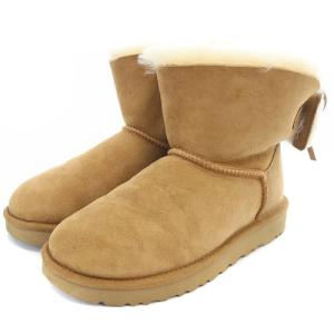 UGG australia クラシック ダブル ボウ ミニ CLASSIC DOUBLE BOW MINI ショートブーツ ロゴ 22cm 茶色 ブラウン