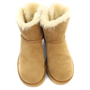 UGG australia クラシック ダブル ボウ ミニ CLASSIC DOUBLE BOW MINI ショートブーツ ロゴ 22cm 茶色 ブラウン