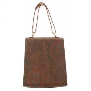 ETRO ペイズリー柄 フラップ ハンドバッグ 茶色 ブラウン