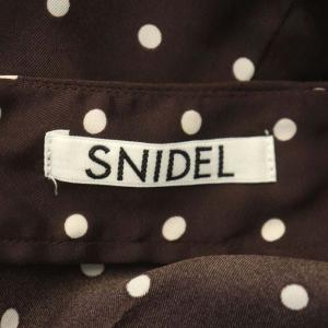 SNIDEL ギャザーパフスリーブドットワンピース ロング 半袖 Vネック 水玉柄 0 茶 白 ブラウン ホワイト