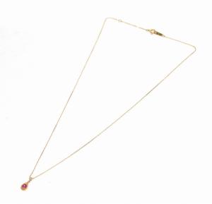 VENDOME AOYAMA しずく ルビー ダイヤモンド ネックレス K18 イエローゴールド レッド