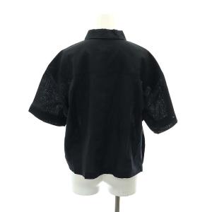 23区 スロー SLOW 23SS リネンコットン 半袖クロップドシャツ 38 M 黒 ブラック