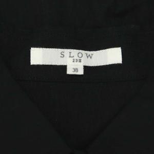 23区 スロー SLOW 23SS リネンコットン 半袖クロップドシャツ 38 M 黒 ブラック