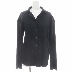 90's イッセイミヤケ ISSEY MIYAKE ボタンレス プリーツカーディガン ブラウス シャツ ヴィンテージ 長袖 PP05-J0607 アウター 黒 ブラック 美品 99ss プリーツプリーズ vintage PLEATS PLEASE イッセイ