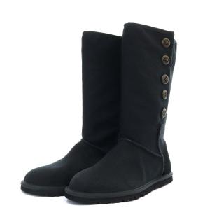UGG australia マラケシュ MARRAKECH ブーツ ミドル丈 フラット キャンバス スエード US8 25cm 黒 ブラック 1002409