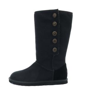 UGG australia マラケシュ MARRAKECH ブーツ ミドル丈 フラット キャンバス スエード US8 25cm 黒 ブラック 1002409