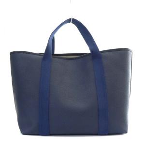 Hervé Chapelier 605GP リュクスライン コーテッドキャンバス スクエア トート L A4 ネイビー×ネイビー