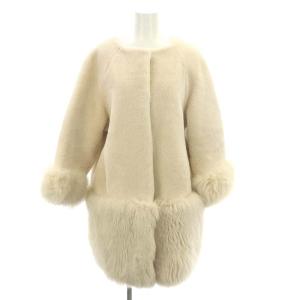 ノーカラーファーコート 36 ホワイト