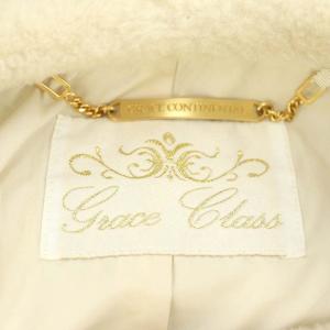 Grace Class ノーカラーファーコート 36 ホワイト