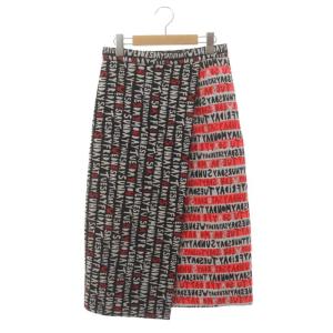 Diagram GRACE CONTINENTAL レタリングジャガー スカート ロング ミモレ丈 タイト ラップ調 総柄 38 黒 白 オレンジ