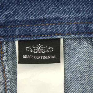 GRACE CONTINENTAL スタッズワイドデニムパンツ ジーンズ ジッパーフライ コットン 38 紺 ネイビー