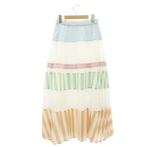 GRACE CONTINENTAL ミックスプリーツスカート ロング フレア 36 マルチカラー