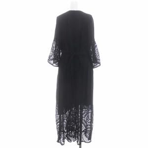 Grace Class レース切替マキシワンピース ロング 七分袖 36 黒 ブラック