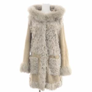 GRACE CONTINENTAL チェキアンラムフードコート アウター ミドル ラムファー フォックスファー 38 M グレージュ