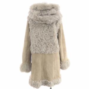 GRACE CONTINENTAL チェキアンラムフードコート アウター ミドル ラムファー フォックスファー 38 M グレージュ