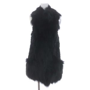 ジレ ベスト フォックスファー ラムファー 36 S 黒 ブラック