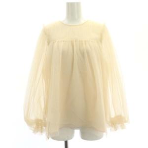 23AW プリーツチュールトップ ブラウス カットソー 長袖 プルオーバー 36 ベージュ