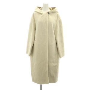 SHAGGY DOUBLE FACE CLEAN DUFFLE COAT フードコート アウター ロング アルパカ混 S アイボリー