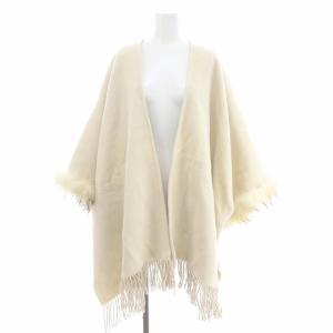 ファー ストール ポンチョ フリンジ アイボリー