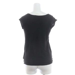 MONCLER ロゴプリントノースリーブTシャツ カットソー 半袖 S 黒 ブラック