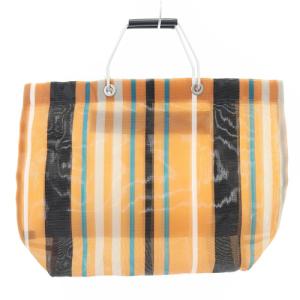 MARNI マーケット フラワーカフェ ストライプ トートバッグ ハンドバッグ ロゴ オレンジ