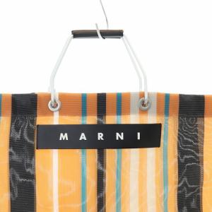 MARNI マーケット フラワーカフェ ストライプ トートバッグ ハンドバッグ ロゴ オレンジ