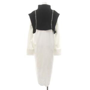 UN3D. 21AW 2点セット ネックウォーマーベスト ニット タートルネック クロップド シャツワンピース ロング 長袖 バンドカラー