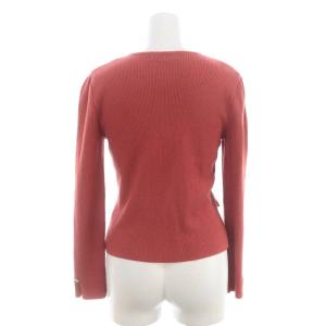 M'S GRACY ジップアップニットカーディガン 長袖 リボン ウール ビジュー装飾 38 ピンク