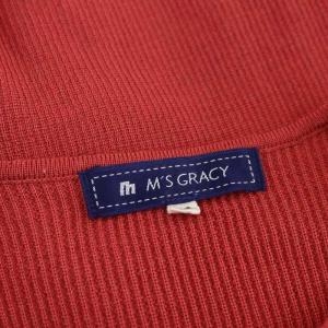 M'S GRACY ジップアップニットカーディガン 長袖 リボン ウール ビジュー装飾 38 ピンク