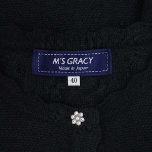 M'S GRACY 花釦 カーディガン 長袖 ニット 薄手 40 黒 ブラック