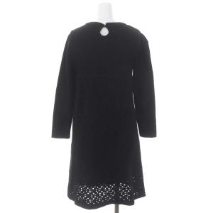 TO BE CHIC ニットワンピース ひざ丈 花 2 M 黒 ブラック