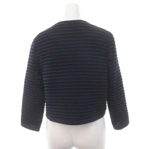 TO BE CHIC 花 刺繍 シースルー ニット ノーカラージャケット ボタンアップ 2 紺 ネイビー