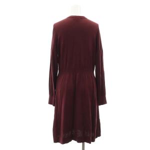 TO BE CHIC フロント釦 ニット ワンピース ひざ丈 長袖 Vネック ウール混 40 L ボルドー