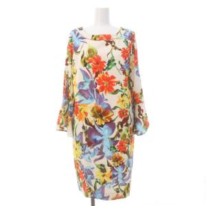 グラデフラワーワンピース 長袖 膝丈 花柄 38 マルチカラー
