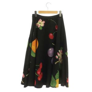 Diagram GRACE CONTINENTAL フルーツプリントスカート ロング フレア 38 黒 ブラック マルチカラー