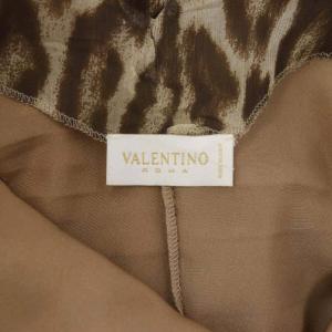 VALENTINO 総柄 キャミワンピース マキシ ロング シルク 42/6 ベージュ 茶 ブラウン