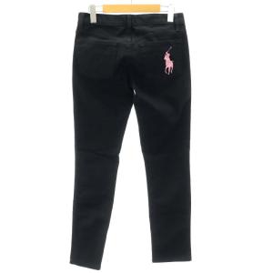 RALPH LAUREN 888 ポニー刺繍 ポケットスキニーデニムパンツ ジーンズ ストレッチ 26 黒 ブラック