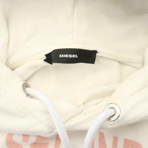 DIESEL プルオーバーパーカー スウェット 長袖 プリント XS 白 ホワイト