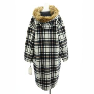 Grace Class 21AW リバーウールチェックコート アウター ロング フェイクファー 36 白 黒 ベージュ